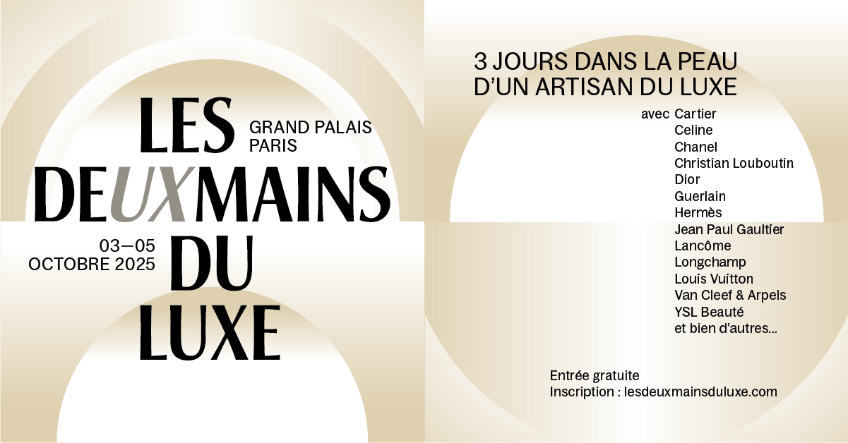 Visuel de l'événement avec titre, la mention &quot;3 jours dans la peau d'un artisan du luxe&quot; et la liste des participants