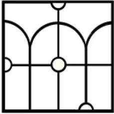 Verrière contemporaine à motif d'arches et de cabochons