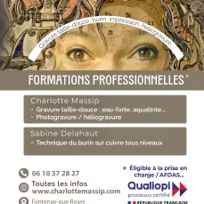 formation professionnelle gravure taille douce- photogravure sur cuivre -burin- impression Massip Charlotte-Sabine delahaut- organisme de formation certifié Qualiopi