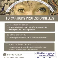 formation professionnelle en gravure sur cuivre- organisme de formation certifié Qualiopi Atelier Charlotte Massip