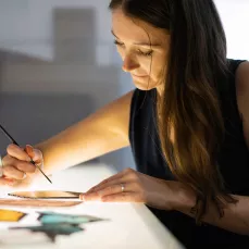 Portrait Angéline Clermont vitrail Montpellier