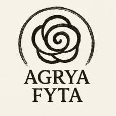 Logo AGRYA FYTA et une rosa canina simplifiée