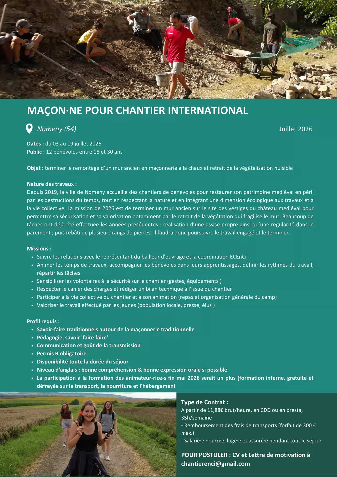 Fiche descriptive du besoin en animateur ou animatrice technique sur le CIB de Nomeny