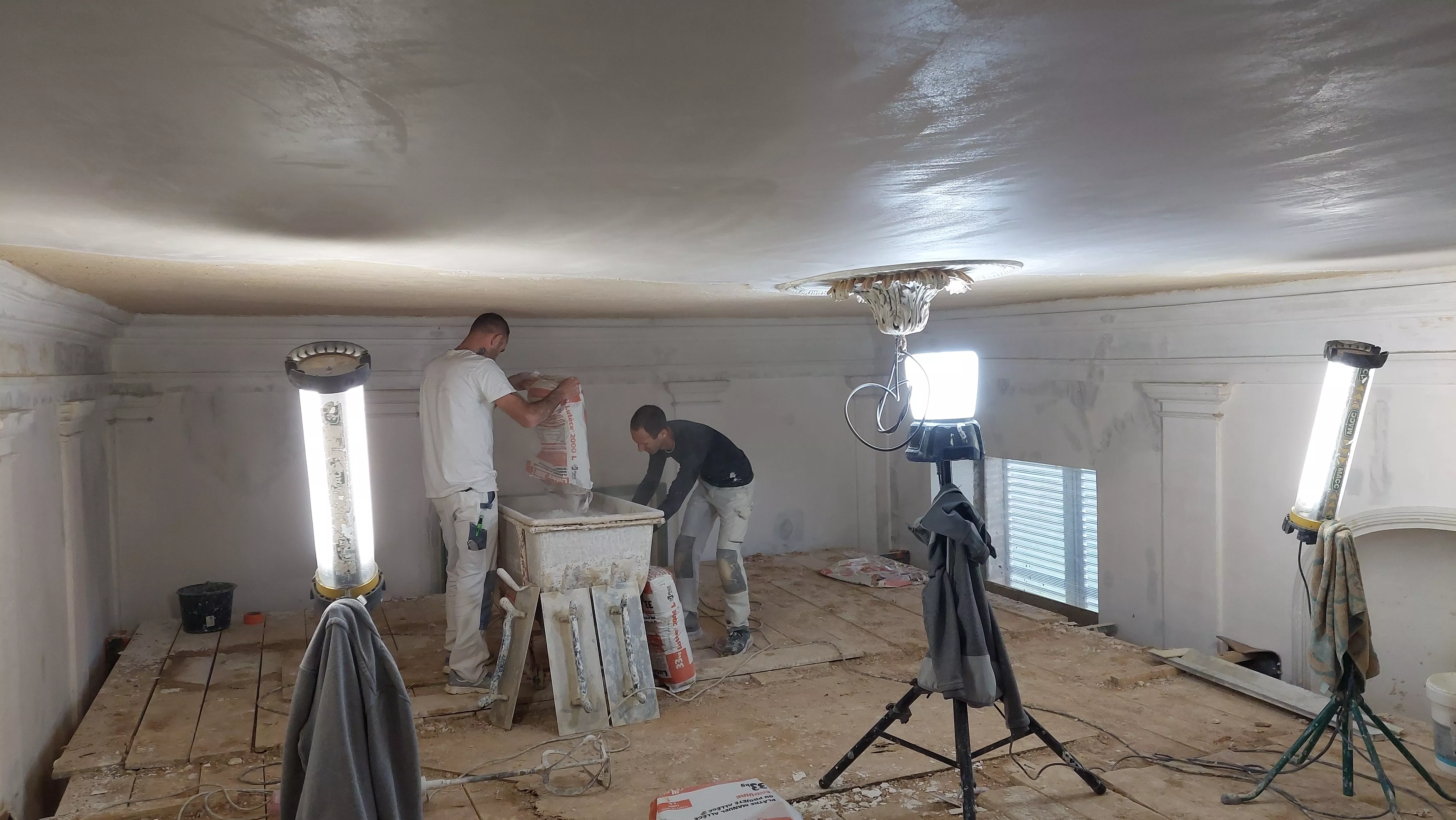 Restauration Monuments Historiques de plafond plâtre