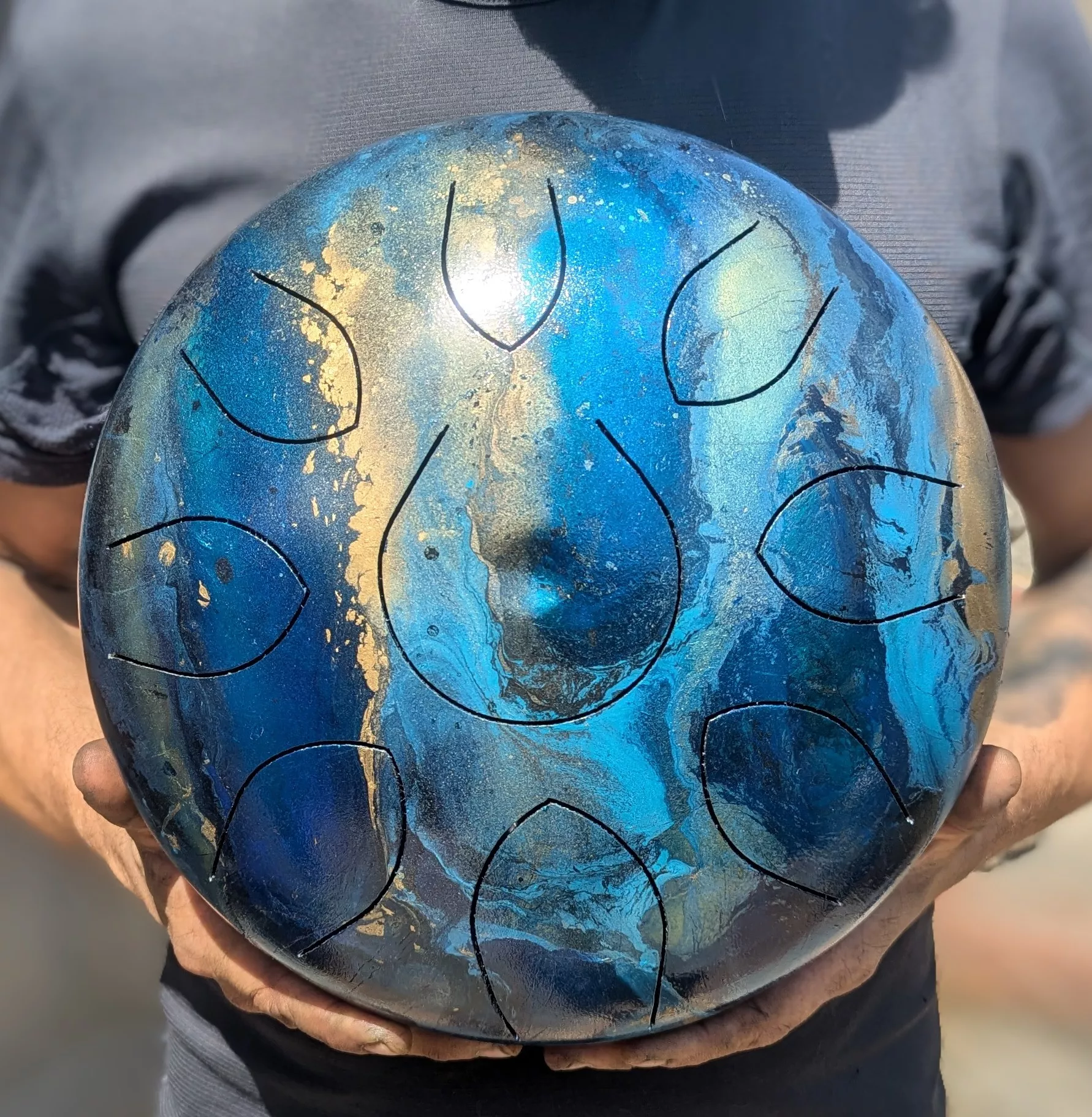 Tongue drum en Ré mineur, peinture "Roche bleue"