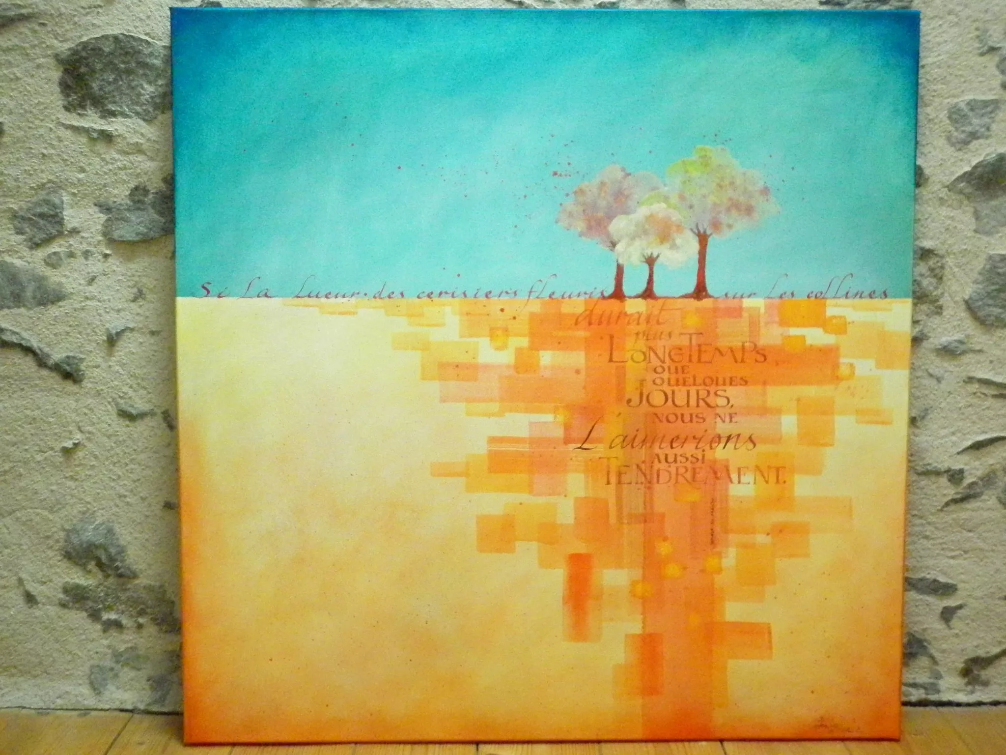 Calligraphie et peinture sur toile 80cmX80cm