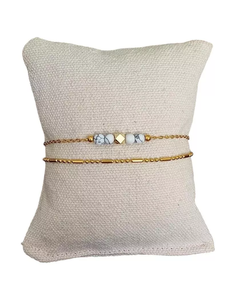 Bracelet multi-rangs en acier inoxydable doré 