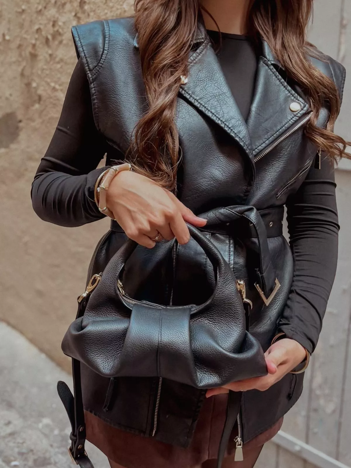 Sac en cuir noir