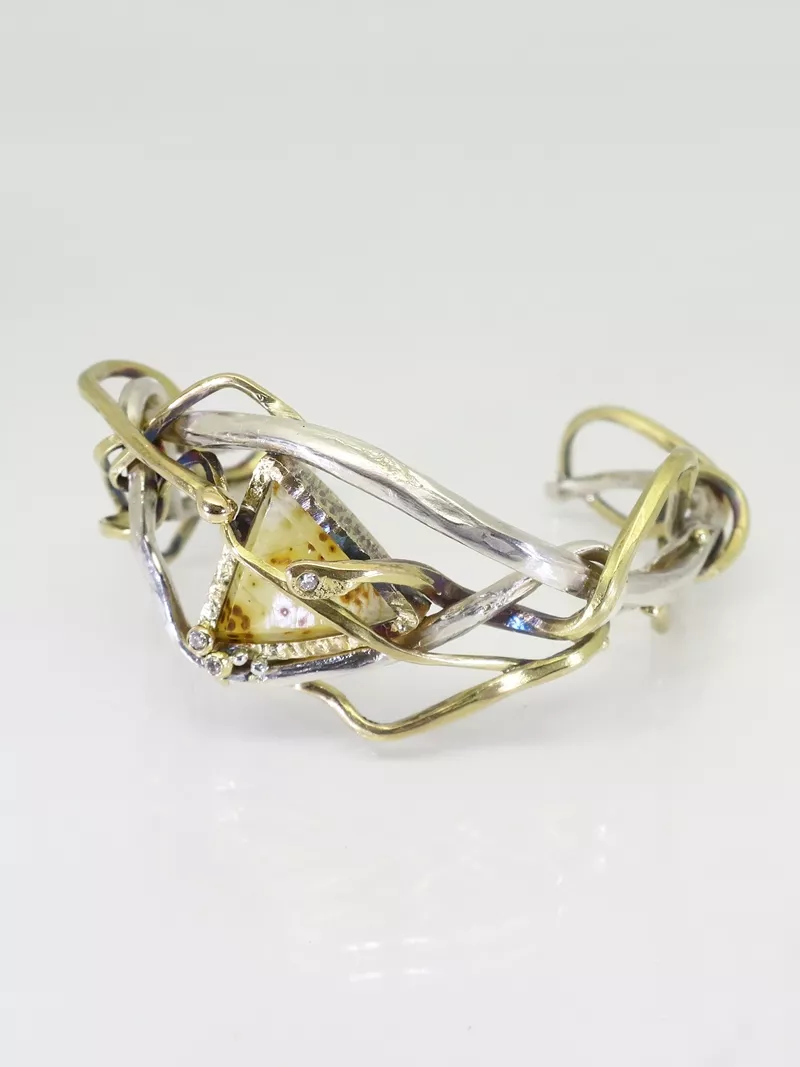 Bracelet collection Liane or jaune argent quartz diamants pièce unique