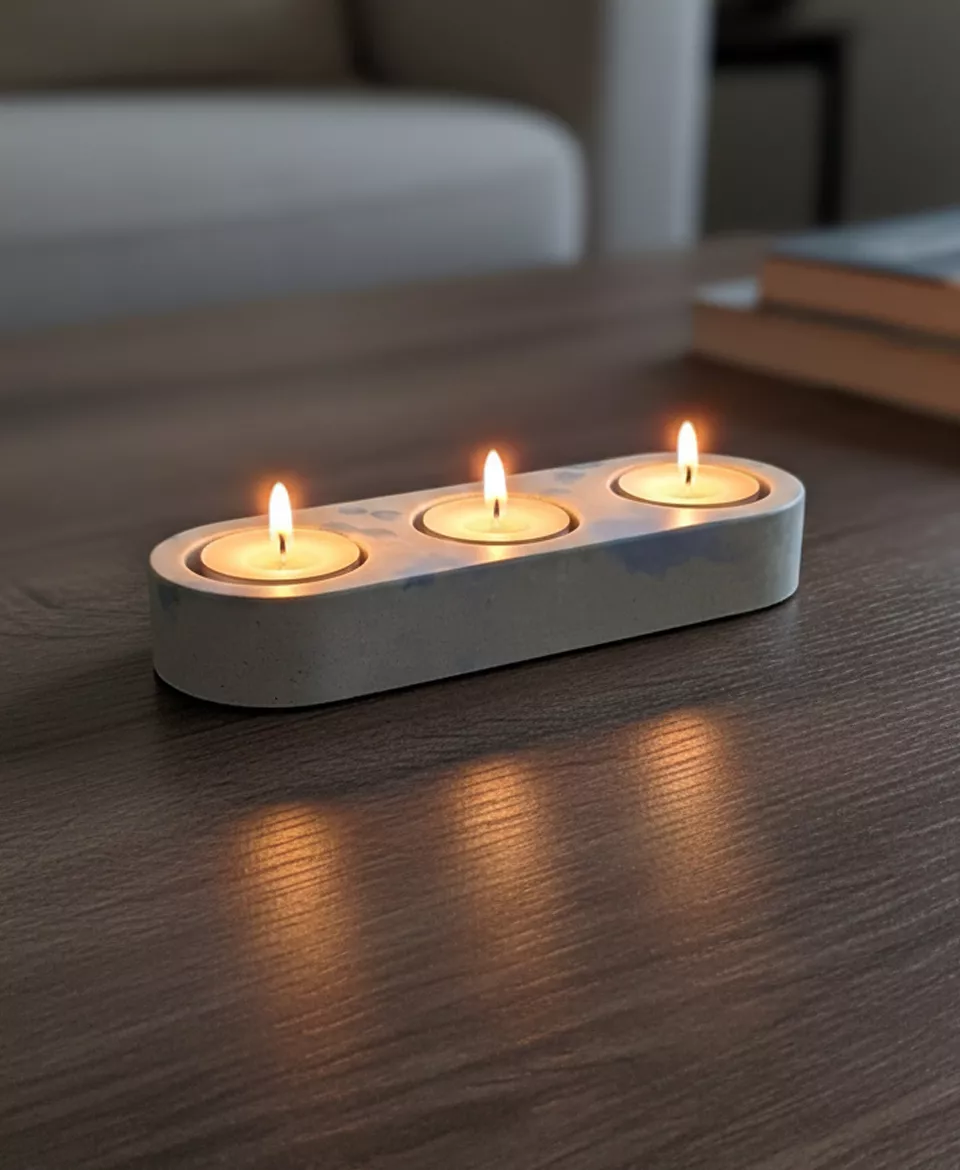 Trio de porte bougies chauffe plat de la collection Indigo