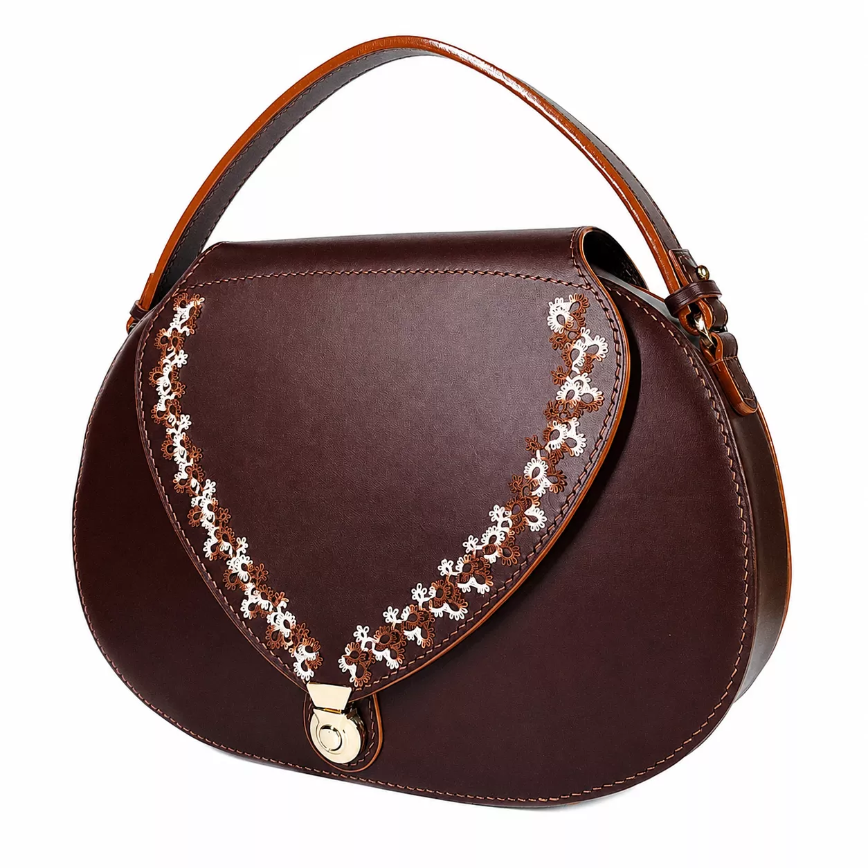Sac cuir et dentelle