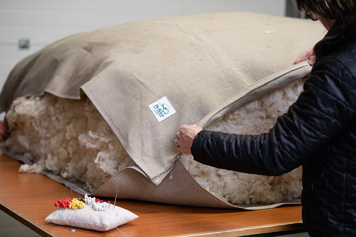 Assemblage après répartition de la laine de mouton