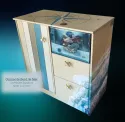 Commode bord de mer - meuble signature de l'atelier So Creativ' - cabane de plage, rose des vents, aquarium en trompe l'œil, vagues en resin art, poignée robinet horus et porcelaine