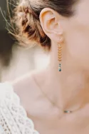 Boucles d’oreilles mariage épi laurier et pierres naturelles malachite 