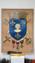 Blason de la Ville de saint Quentin (02) en marqueterie de Paille (1.65mx1.24m)