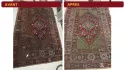 Affiche Jofre Tapis présentant les services de nettoyage, restauration et devis pour tapis orientaux.