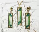 Parure de Rectangles façon "Mosaïque", inspiration Art Déco, composée d'un pendentif et de boucles d'oreilles