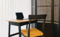 Bureau et paravent chêne brulé et corde danoise