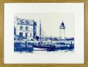 Sauzon : l'Hôtel du phare : dessin d'après photo. Tirage cyanotype.
