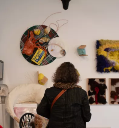 Photo dans l'atelier d'Héléna Guy Lhomme, Artisane textile et plasticienne, JAD
